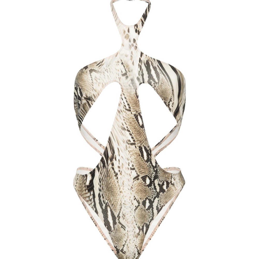 Mugler Snakeskin Print Swimsuit